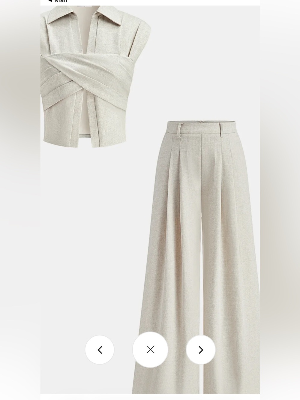 Commense Wide-Leg High-Waist Pants in Light Cream